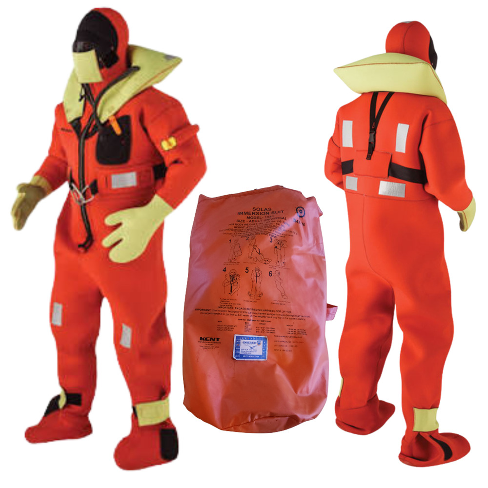 Kent Model 1541 Adult Universal Immersion Suit USCG SOLAS Orange w/ Storage Bag
